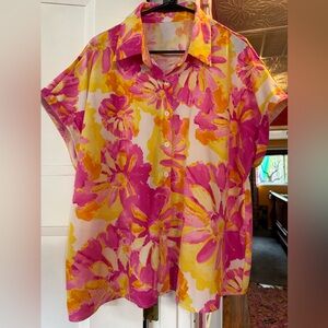 Floral Pink and Yellow Women's Top Never Worn